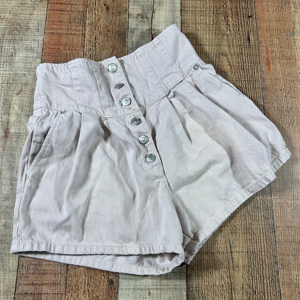 We the Free People Fleur Denim Shorts 26 Bright Lights Cream High Rise Boho